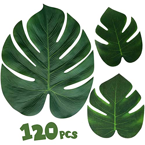 120Pcs Tropical Palm Leaves Plant Imitation Leaf-Hawaiian/ Luau/Jungle Party Table Decorations #TOP7
