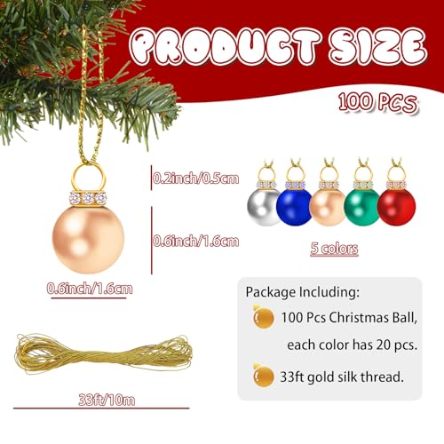 Niurewan HSJDKJH87 100 Pcs Christmas Ball Ornaments,Mini Glitter Multicolor Christmas Ball,Xmas Tree Hanging Decorations Pendants thumb #1