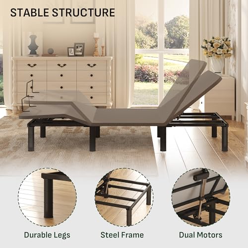 Image of Softa Adjustable Bed Frame Queen Size with 12 inch Mattress, 3 Leg Height Options, Dual Motor Electric Bed Base w /Remote Control, Gel Memory Foam Mattress, Head & Foot Incline, Mattress Holder
