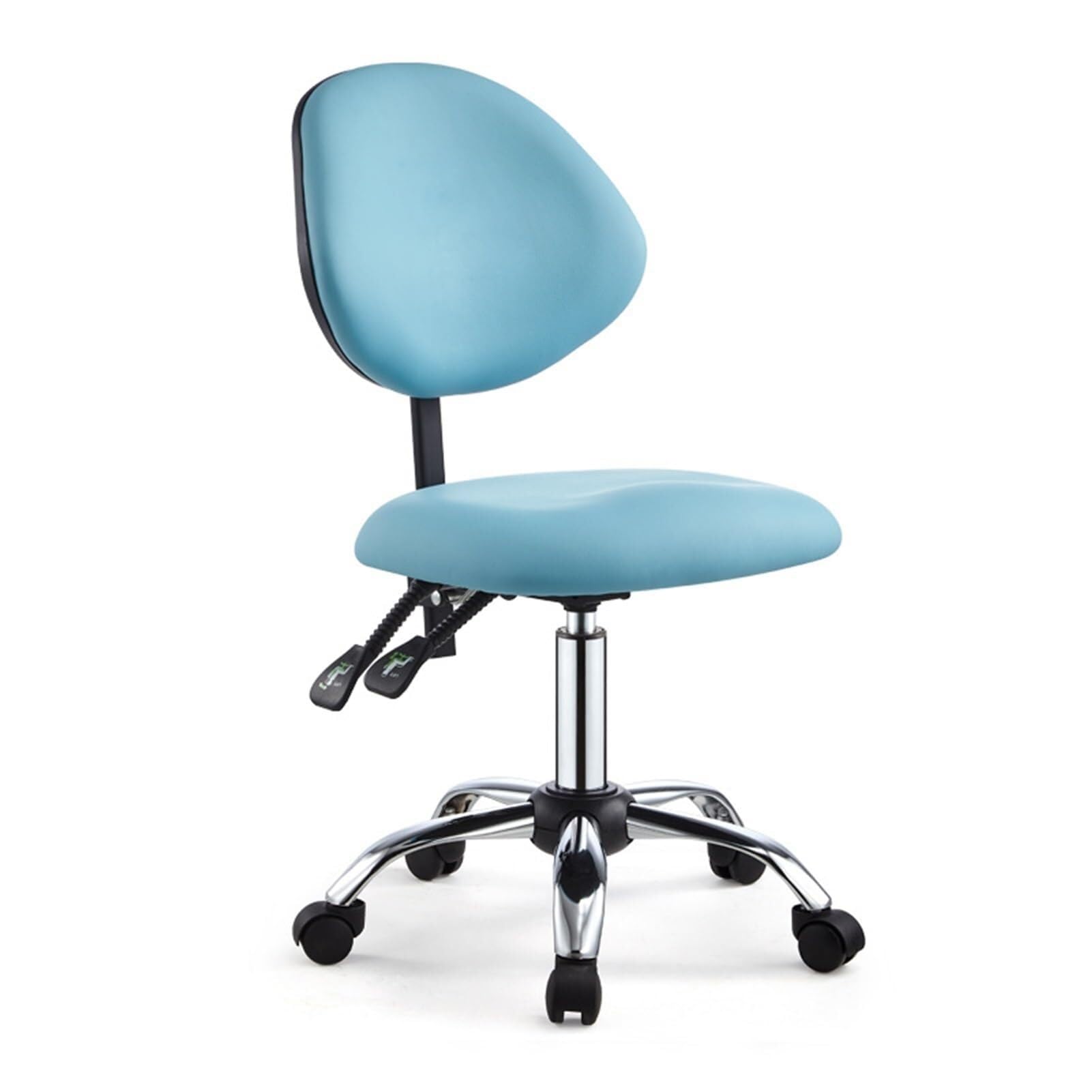 METTEOR Swivel Chair Saddle Stool for Dental Hygienist, Professional Saddle Chair Stool with Wheels, Ergonomic Rolling Stool Chair with Backrest with Tilting (Blue 46 cm 59 cm)