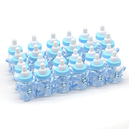 ebuybox® 24x Babyshower Gastgeschenke Blau Baer Schnuller Milchflasche Babyflasche Baby Taufe Geburt Party Tischdeko