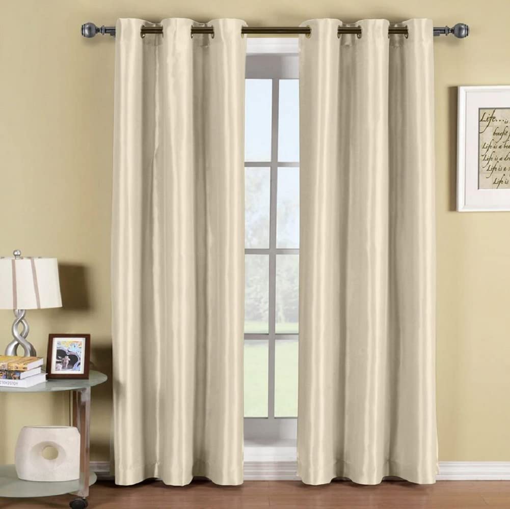 Royal TraditionBlackout Curtain 42 x 96 Inch, Beige Single Panel/Thermal Insulated Room Darkening Bedroom Curtain