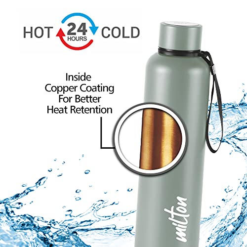 Image of Milton Aura 1000 Thermosteel Bottle, 1.05 Litre, Grey & Milton New Tiara 900 Stainless Steel Water Bottle, 750 ml, Rose Gold
