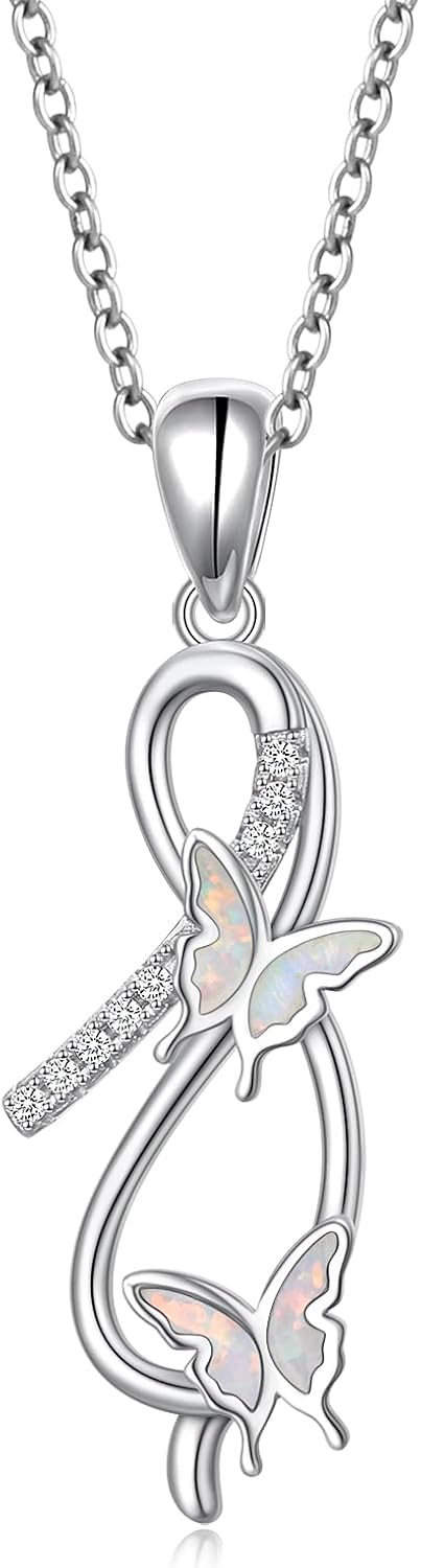 S925 Sterling Silver Infinity Butterfly Pendant Necklace Infinity Butterfly Jewelry Gift for Women