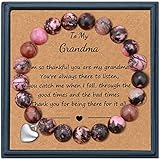 Grandma Gifts for Birthday Natural Stone Bracelet for Women Happy Birthday Grandma Gifts Heart Charm