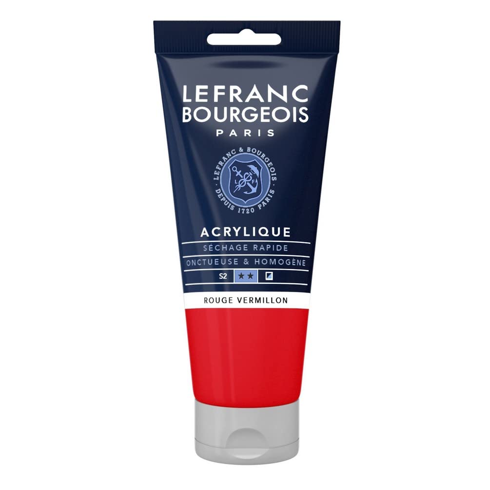 Lefranc Bourgeois 300350 Fine Acrylfarbe - Feurigrot, 80ml Tube, cremige Acrylfarbe auf Wasserbasis, schnell trocknend, lichtecht, wasserfest