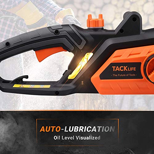 TACKLIFE 15 Amp Electric Chainsaw, 18-Inch Chain Bar Corded Chainsaw, 13m/s Chain Speed, Tool-Free Chain Tensioning, Auto Oiling, Copper Motor, Lightweight