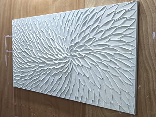 Yika Art Canvas Paintings, Wall Art Thick Texture White Flower Modern Gorgeous Abstract Hand Painted Abstract Oil Painting On Canvas Modern Wall Art Decor 24X48 Inches thumb #6