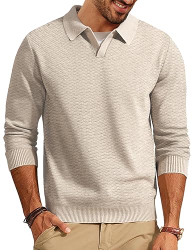 PJ PAUL JONES Mens Sweater Long Sleeve V Neck Pullover Sweater Knitted Textured Sweater