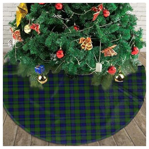Christmas Tree Skirt, Clan Dundas Tartan Christmas Tree Skirt Round Winter Snow Suitable for Christmas, Indoor Outdoor Christmas Decorations 30" Inch