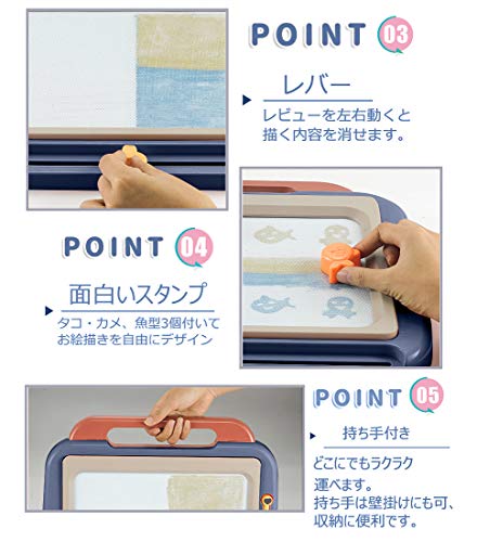 おえかきボード BangLede 大画面（41*35cm）持ち手付お絵かきボード 3個マグネットスタンプ付属 4色 磁石ボード らくがき 描いて消して 楽しくおえかき 何度でも描ける 知育玩具 (ブルー)