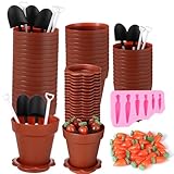 Vesici 24 Packs Easter Party Supplies, Dessert Cups with Spoons Mini Flower Pots Carrot Figures Easter Cupcake Accessories for Bunny Party Carrot Chocolate Mousse Cake Fruit Trifles Pudding