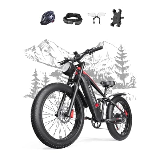 tifgalop Bicicleta eléctrica para Adultos, amortiguación Doble, batería extraíble 48V18AH, Alcance máximo 45-90 km, neumáticos Todoterreno de 26 Pulgadas, Bicicleta eléctrica de montaña.
