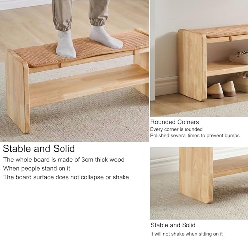 Banco Zapatero Entrada Recibidor con Asiento Banco Almacenaje con Asiento Banqueta Dormitorio Banco Pie de Cama Banco Vestuario Taburete Vestidor para Recibidores de Entrada Dormitorio Salón(106cm/41. - imagen 4