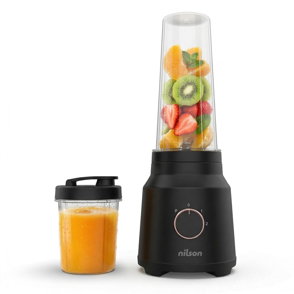 Batidora de Vaso, 320 W Potencia Máxima, Capacidad 0,6 L, 4 Velocidades, Control Manual, Mezcla, Tritura y Pica Hielo, Función Turbo, NPB35002V, Cable 80 cm, Negro