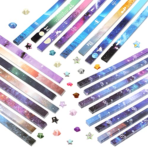 DOITEM 1300 Sheets Origami Stars Paper 24 Different Designs of Beautiful Outer Space Sky for Paper Arts Crafts Kids Starry Sky Grown-ups School Teachers Folding Origami Star Paper Strips