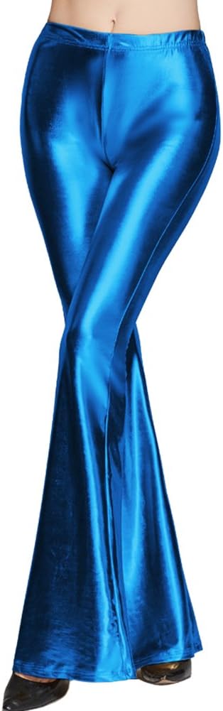 Women Faux Leather Wide Leg Trousers Shiny High Waist Bell Bottom Flared Palazzo Yoga Pants Ladies Solid Full Length Bootcut Leggings Wet Look Disco Dance Club Wear S - XXL