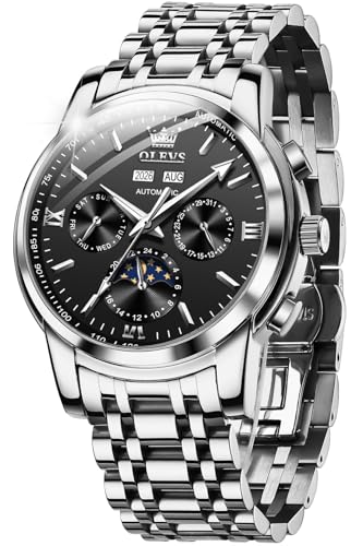 Image of OLEVS Mens Automatic Watches Skeleton Mechanical Self Winding Luxury Fashion Dress Wrist Watch Luminous Waterproof