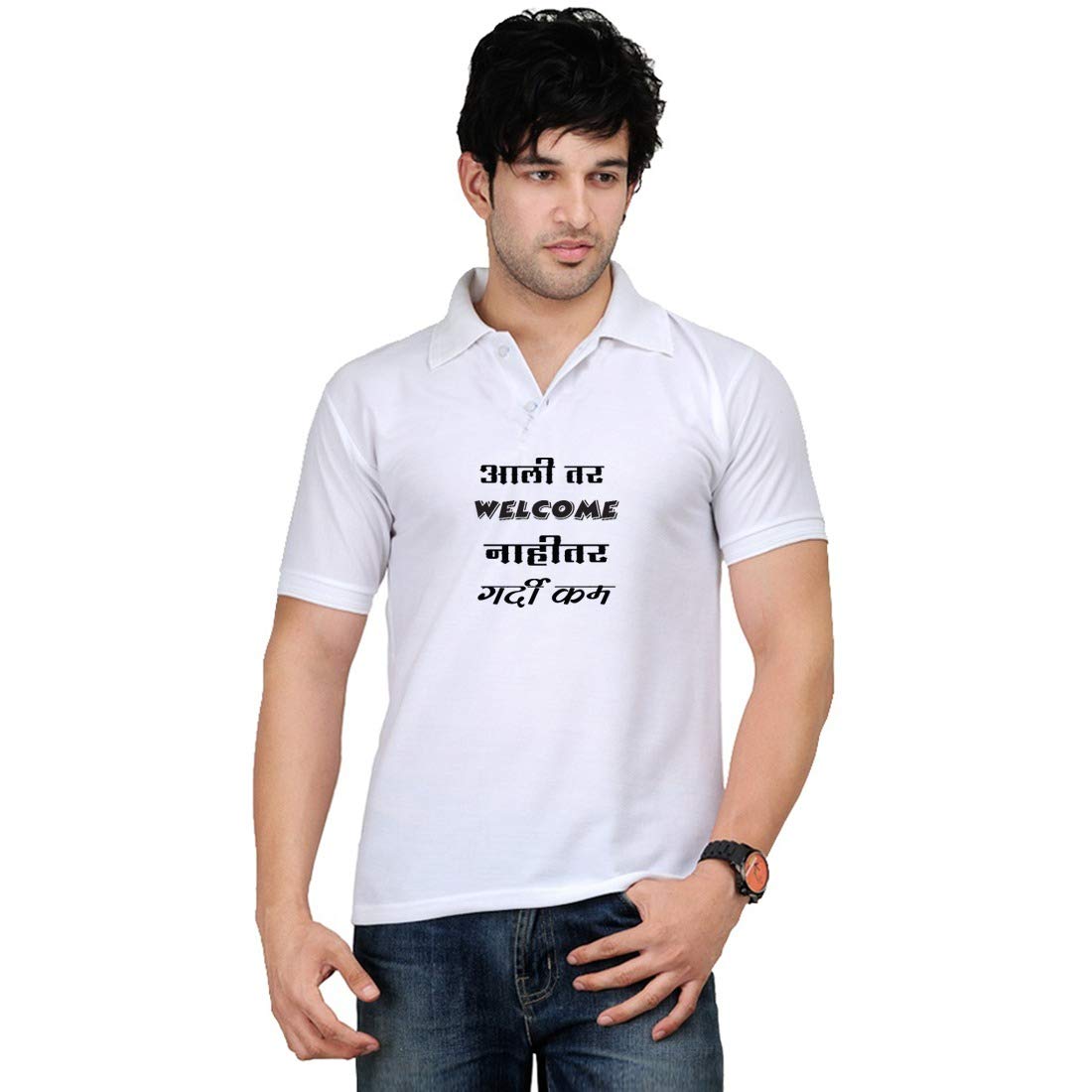 Boru Creation Printed Polo Neck Men's Tshirt