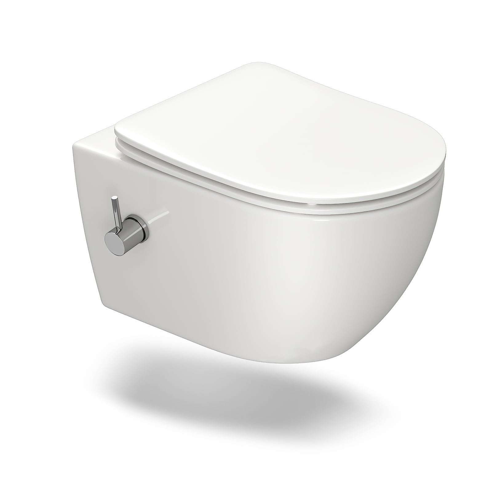 WC con ugello integrato, WC sospeso con funzione bidet, WC con rivestimento nano-rivestimento, WC con rubinetto, sedile WC con abbassamento automatico, 53 x 36 x 35 cm