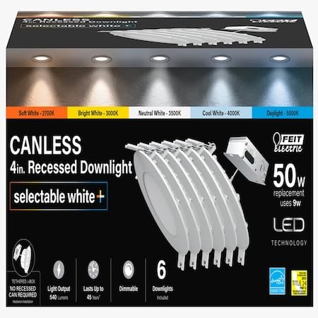 Feit Electric White 4 in. W LED Canless Recessed Downlight 9 W
