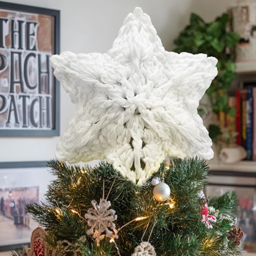 Syhood Weihnachtsbaumspitze mit Schneeflocke, 25,4 cm, gehäkelt, für...