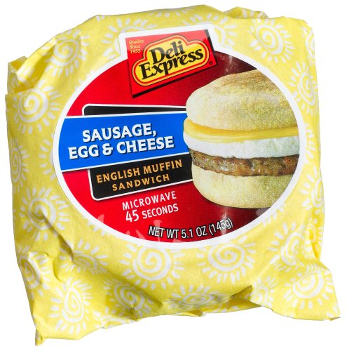 Deli Express Sausage, Egg & Cheese English Muffin Sandwich, 5.1-Ounce Packages (Pack of 12)