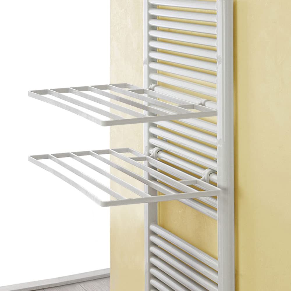 Inbagno 2 Pezzi stendibiancheria per Scaldasalviette Termoarredo, 51 x 36 cm, Portata 5 kg in Polipropilene 100%, Regolabile in Due Posizioni