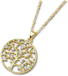 Colar Feminino Árvore da Vida "Vitalis" – Aço Inoxidável 316L com Zircônias e Banhado a Ouro 18K – Semijoia de Crescimento Pessoal e Proteção Espiritual – Acompanha Bolsa de Veludo