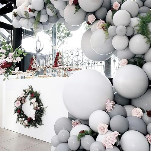 Image of PartyWoo Grey Balloons 140pcs Different Sizes Pack of 18 12 10 5 Inch Light Pastel Pale Gray Latex Balloon Arch Kit Garland for Baby Shower Graduation Wedding Birthday Party Decorations Gray-Y76