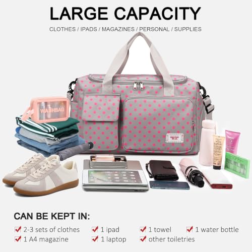 Image of Small Gym Bag for Women, Travel Duffle Bag Carry On Weekender Bag with Shoe Compartment