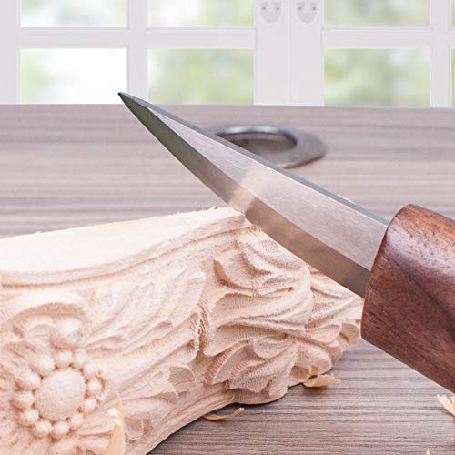 WAYCOM Sloyd Knife, Wood Carving Sloyd Knife for Whittling and Roughing for Beginners - Spoon Carving Tools Thin Wood Working(sloyd Knife-Black Walnut Handles)