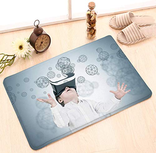 Fußmatte Campingplatz Fußmatten Rutschfeste Fußmatte Vliesstoff Bodenmatte Indoor-Eingang Teppich Dekor Matte niedlichen kleinen Jungen vr Brille
