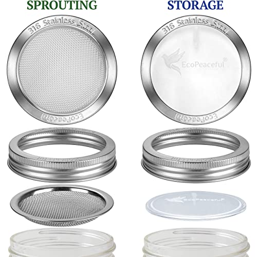 Mason Jar Sprouting Lids - 316 Surgical Stainless Steel Sprouting Lids For Wide Mouth Mason Jars- Rust-Proof, Bpa-Free - Curved Mesh Lids For Canning Jars (Wide Mouth) #TOP1