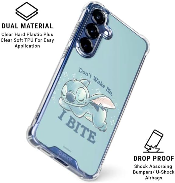 Skinit Clear Phone Case Compatible with Galaxy S25 - Officially Licensed Disney Lilo and Stitch Dont Wake Me I Bite Design