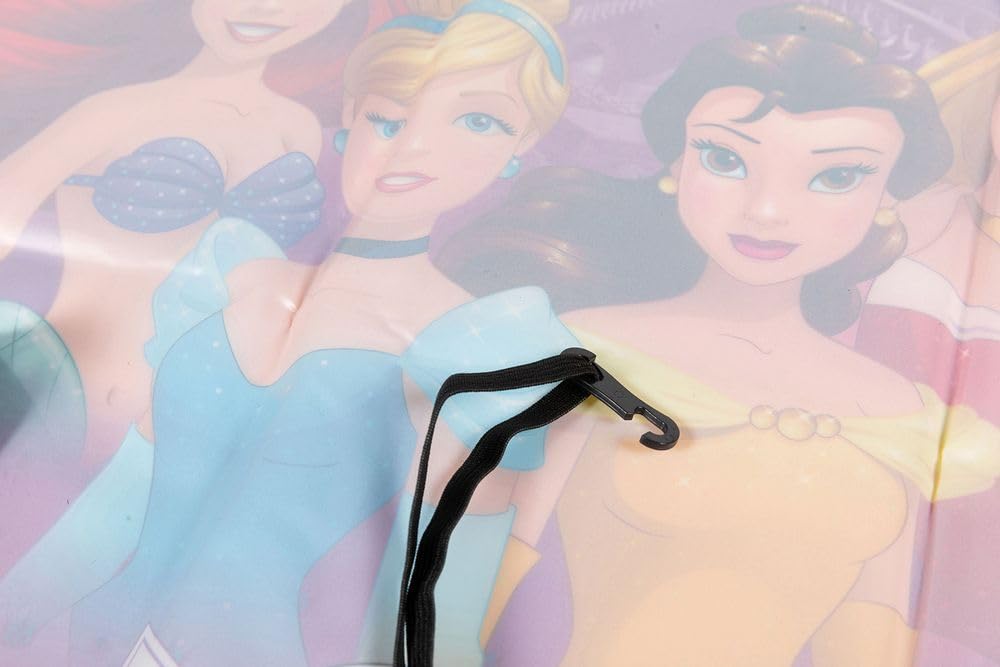 Protector de Asiento Coche Universal | Disney Princesas | Fácil de Fijar con Velcro | Gráficos de Ariel y Bella | PVC Lavable | Niños, Rosa, Cloruro de Polivinilo