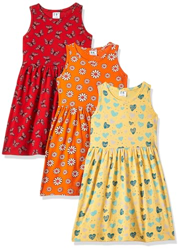 T2F Girls Cotton Knee-Length Casual Dress(Pack of 3)