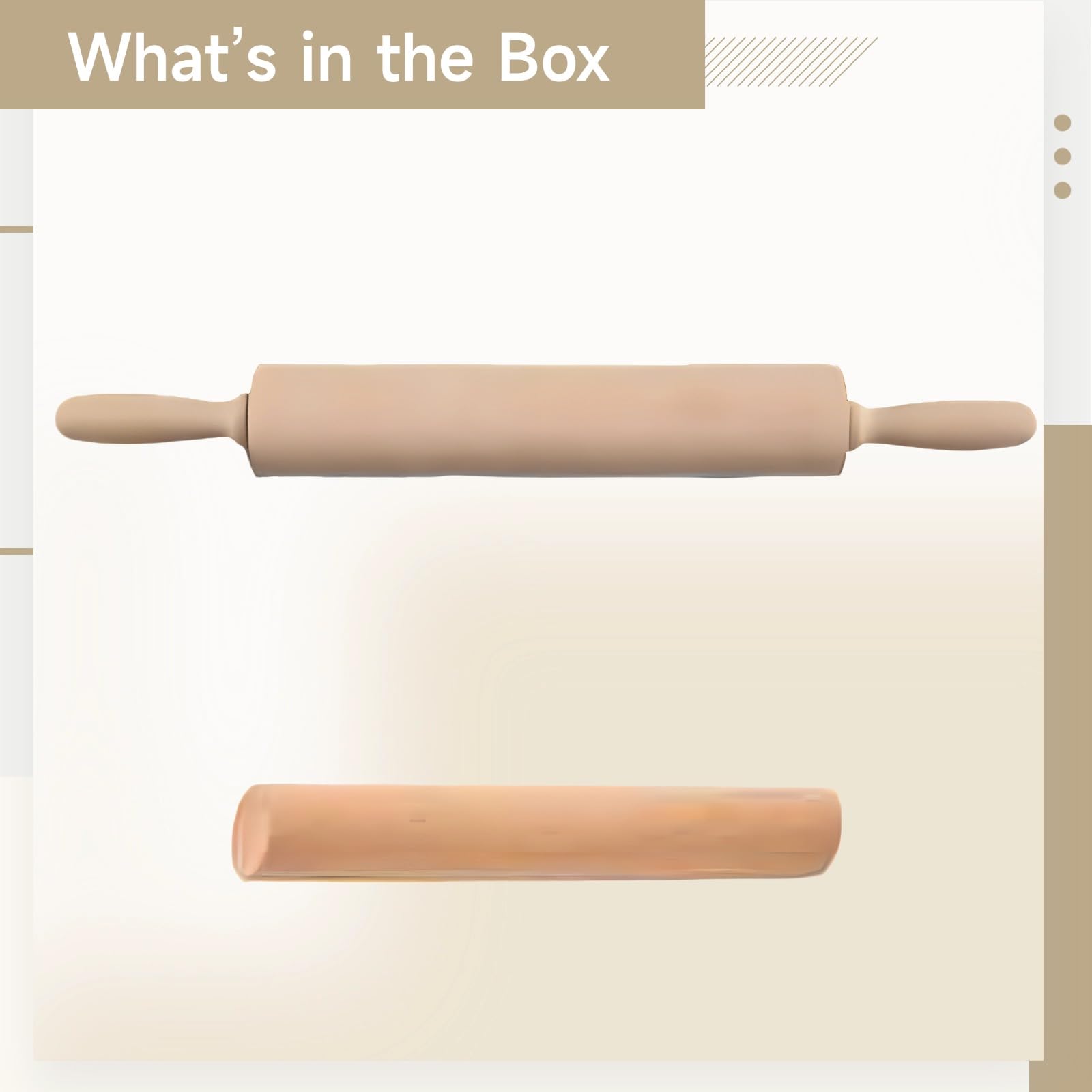 Lot de 2 rouleaux à pâtisserie en bois de hêtre, tube de 25 cm, bâton assorti, poignées confortables, rotation à 360 degrés, format compact, facile à nettoyer, bois brun clair