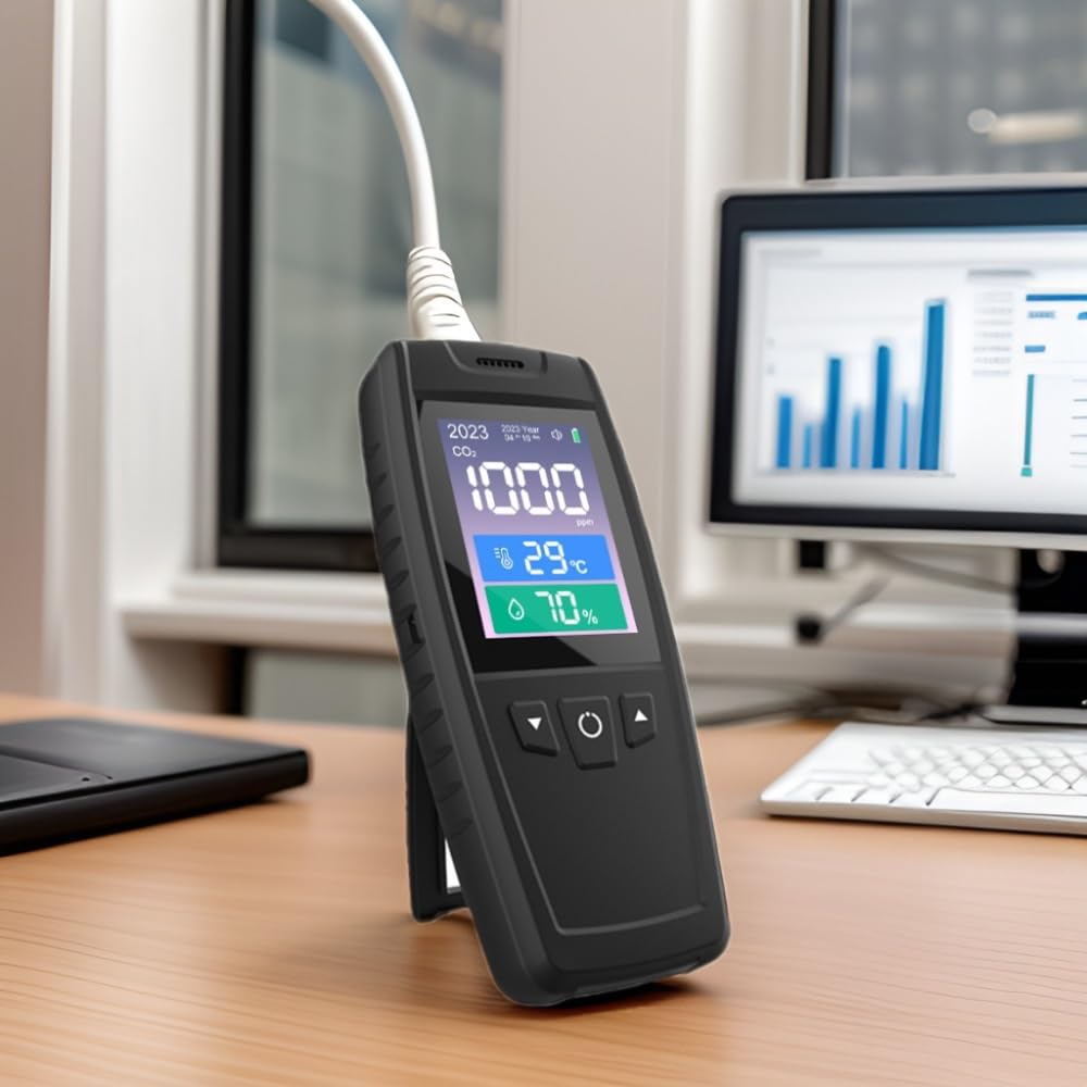 Detector de Calidad del Aire, Nuevo probador Industrial de Mano CO2 HCHO Precis con Pantalla LCD