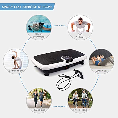 INTEY Vibration Plate Exercise Machine, 6 in 1 Multifunction Vibration Fitness Platform, Quiet Non Slip, 20 Speed Levels Equivalent to 99 Speed Levels