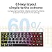 Wired RGB Gaming Membrance Keyboard. 60 Percent Mini Creamy LED Computer Keyboard .Small Ergonomic Clicky Teclado with ABS Backlit Unreplaceable Keycaps. (White Case + Grey Keycaps)