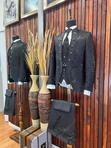 3 Pieces Men's Tuxedo Suit Slim Paisley Blazer Jackets Vest Pant Sets for Homecoming,Wedding,Party,Prom4