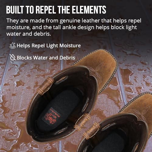 Image of Wolf Work Boots for Men Genuine Leather, Oil and Slip Resistance - Plain Toe