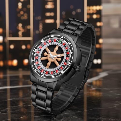 Image of Branded Men's Sport Quartz Watch Arrow Wheel Dial 360 Rotating Casual Fashion Stainless Steel Alloy Mens & Boy's Luxury Metal Gift Creative Watch