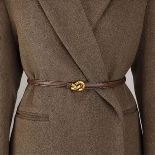 Premium Genuine Leather Women's Belt with Metal Knot Buckle Perfect for Dresses and Jeans3