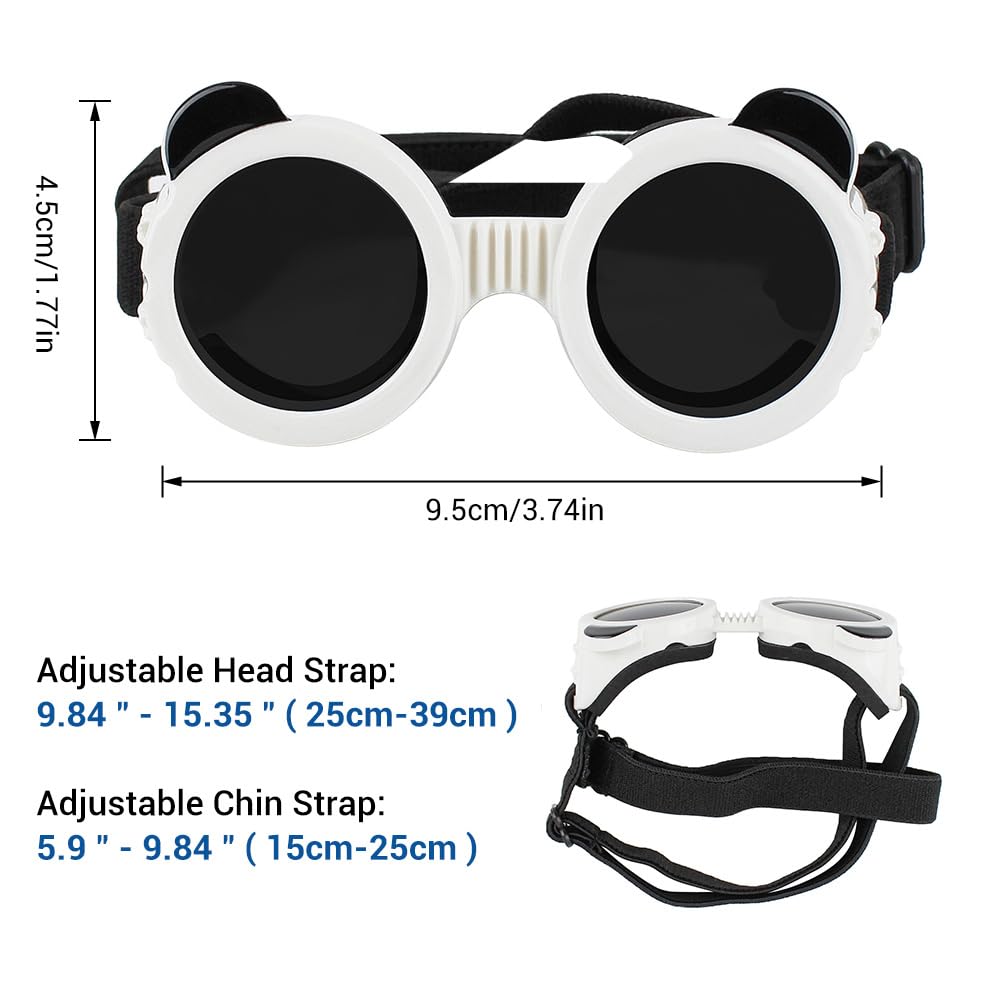 Dog Protection Glasses, Windproof Anti-UV Small Dog Goggles with Comfortable Curved Frame & Adjustable Straps for Small Breed Cat Outdoor Driving