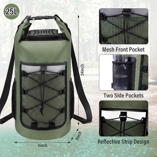 Pimoys 25L Waterproof Roll-Top Backpack