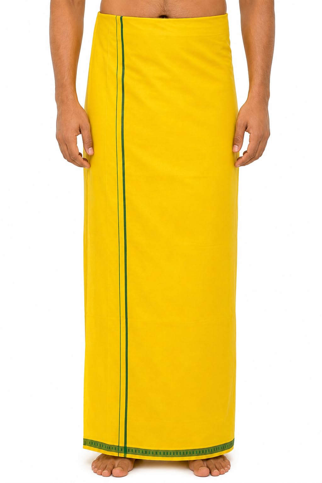 Pure Cotton Dhoti for Men (1.28 × 1.87 m) | Solid Panchalu with Varied Small Color Border | Kerala Cotton Veshti, Khadi Dhoti | Lightweight Pooja & Temple Wear-image-38
