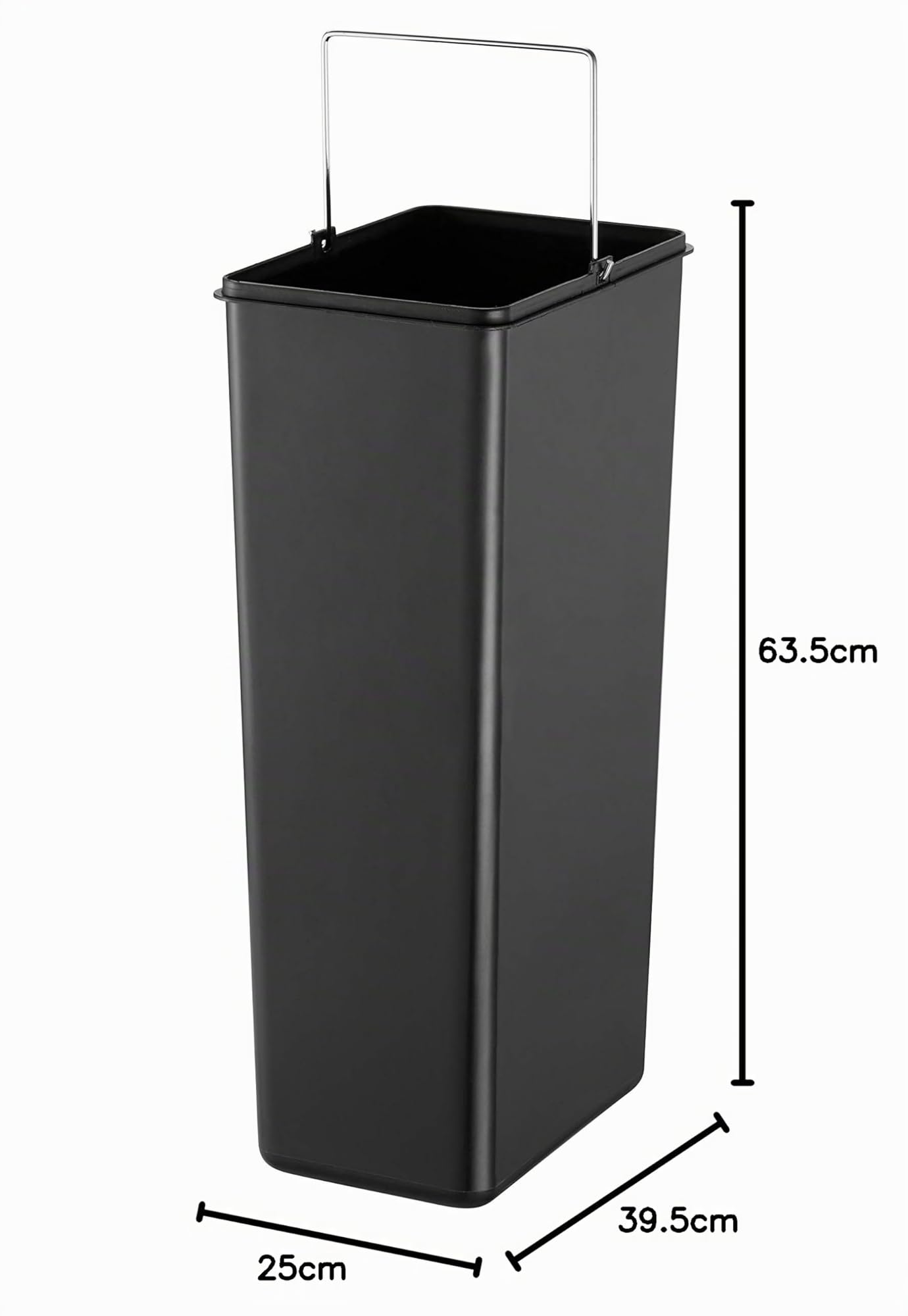 BLACK+DECKER Poubelle BXBN0004GB20 litres à pédale avec Fermeture Douce, en Acier Inoxydable, Fine et élégante, 57,5 cm x 20 cm x 35 cm, Gris Froid