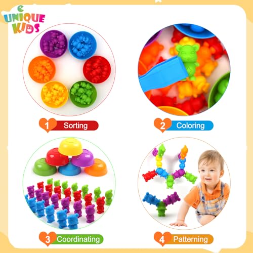 Image of UNIQUE KIDS Stacking Mouse Counting and Matching Game with Sorting Cups - Educational Montessori Toy for Color Classification, Sensory Development, and Learning for Toddlers and Preschoolers Age 3+